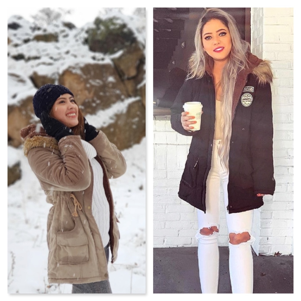 Hooded Faux Fur Drawstring Navy Parka Jacket - Picture 7 of 11